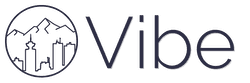 Vibe logo of a city skyline and the Vibe name